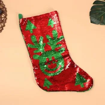 

Christmas Stocking Fashion Sequin Christma Pendant Ornament Cloth Santa Elk Sock Xmas Gift Bag For Children Fireplace Tree Decor