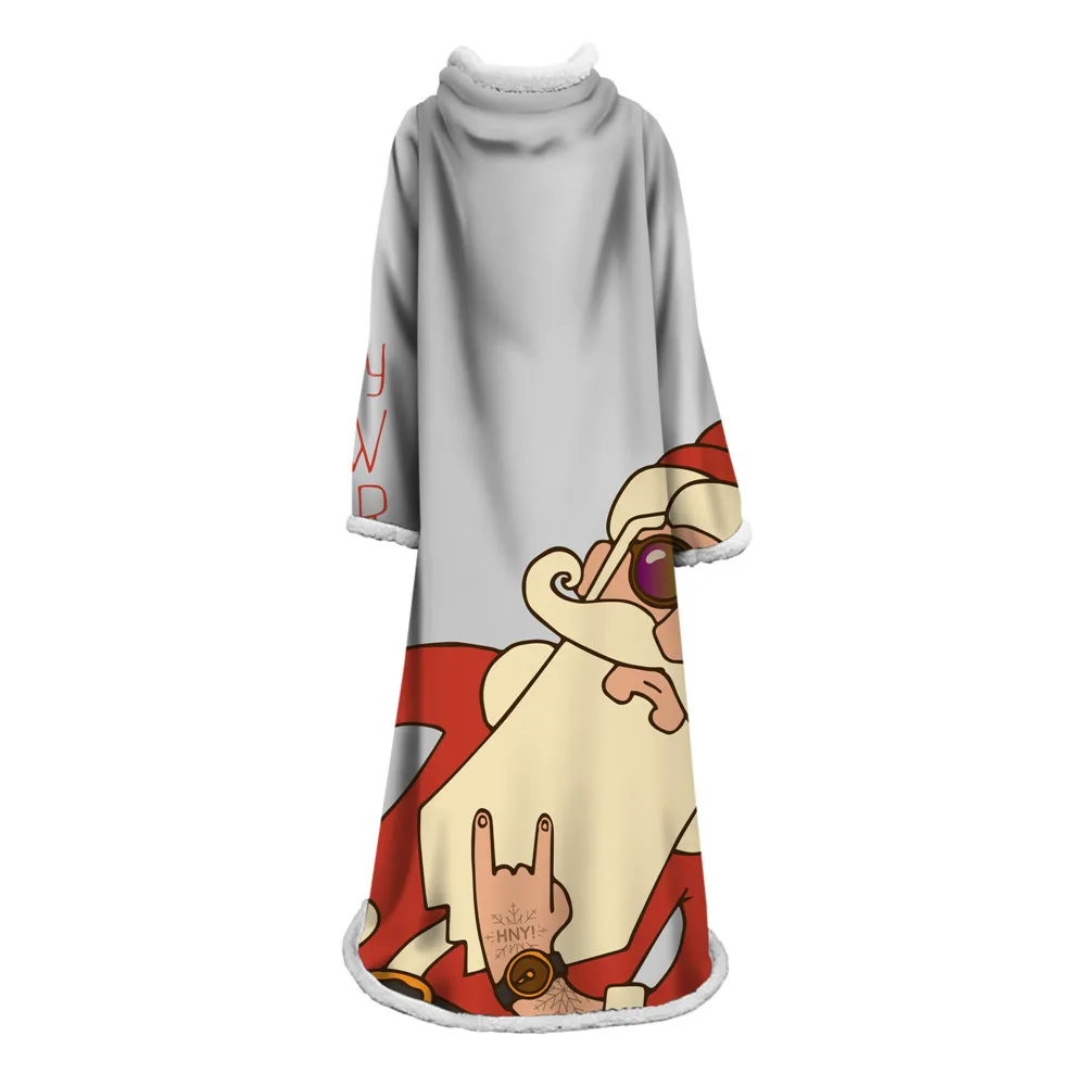 Merry Christmas Red Blanket For Adults Sweatshirt Sofa TV Nap Blanket With Sleeve Wearable Office Pullover Blankets With Sleeve - Цвет: 1