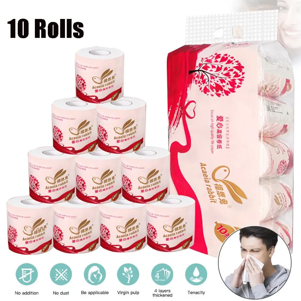 

10 Rolls Toilet Paper Bulk Rolls Bath Tissue Bathroom White Soft 4 Ply Fast
