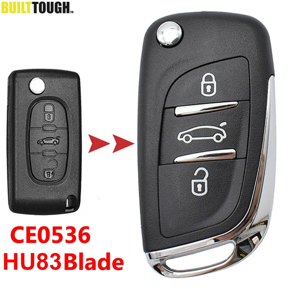 Чехол для Citroen C2 C4 C5 Berlingo Xsara Picasso Peugeot 306 407 807 5008 Partner HU83 3 кнопки CE0536
