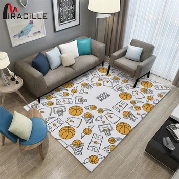 

Miracille Basketball Rectangle Carpet Children Play Bed Room Decoration Mat Anti-slip Flannel Bedside Area Rug Parlor Livingroom