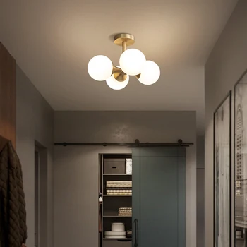 

Nordic modern master bedroom ceiling lamp simple modern atmosphere home creative personality magic bean full copper ceiling lamp