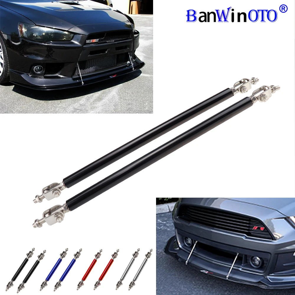 Black TOMALL 2Pcs 7.87/200mm Adjustable Front/Rear Bumper Lip Splitter Strut Rod Tie Support Bars Auto Parts Replacement Fit for Universal 