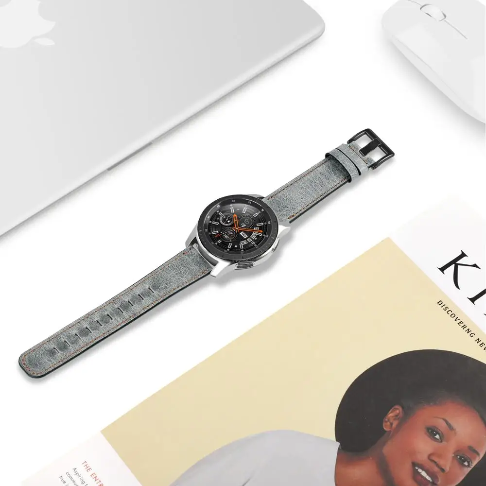 22 мм кожаные браслеты для samsung Galaxy Watch 46 мм ремешок/samsung gear S3 Frontier/классический ремешок замена браслета correa