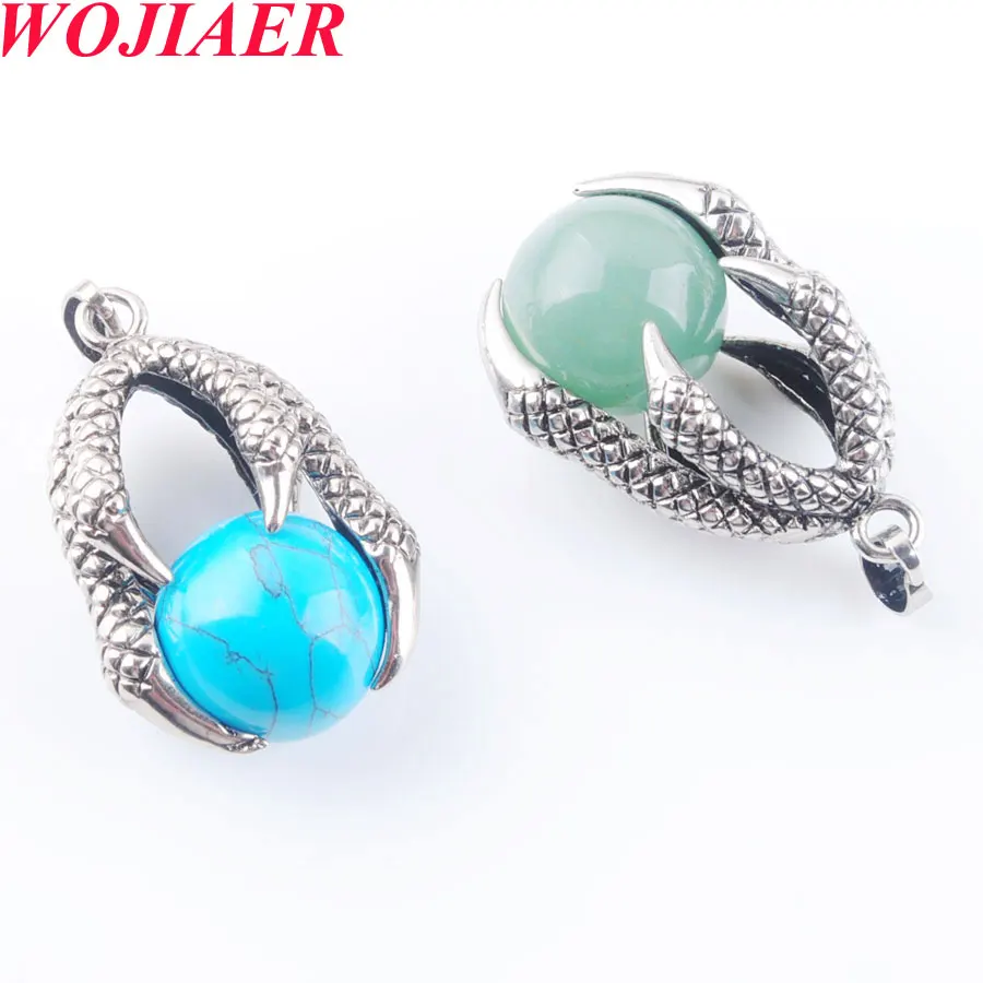 

Mixed Color Wholesale Natural Aventurine Blue Turquoises Stones Round Bead Claw Silver Pendant Jewelry 2PCS PCBN310D