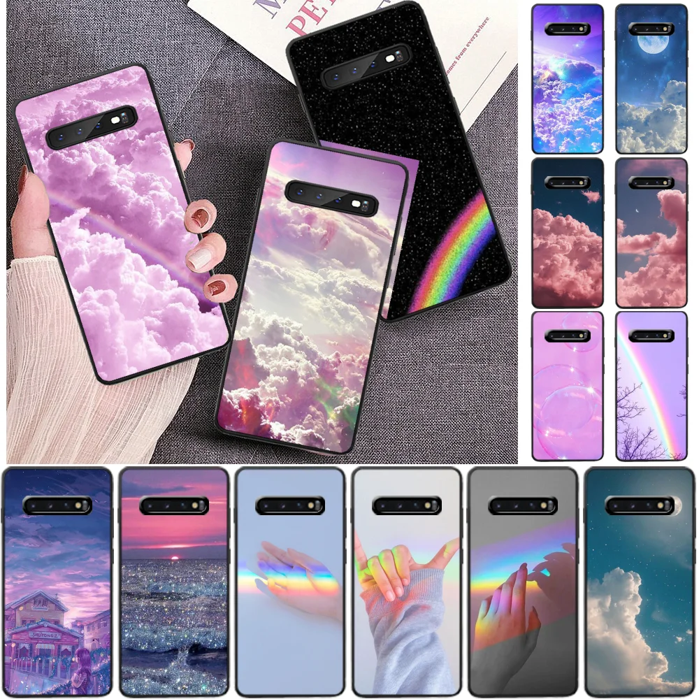 

ByLoving sky rainbow cool TPU black Phone Case Cover Hull for Samsung S9 plus S5 S6 edge plus S7 edge S8 plus S10 E S10 plus