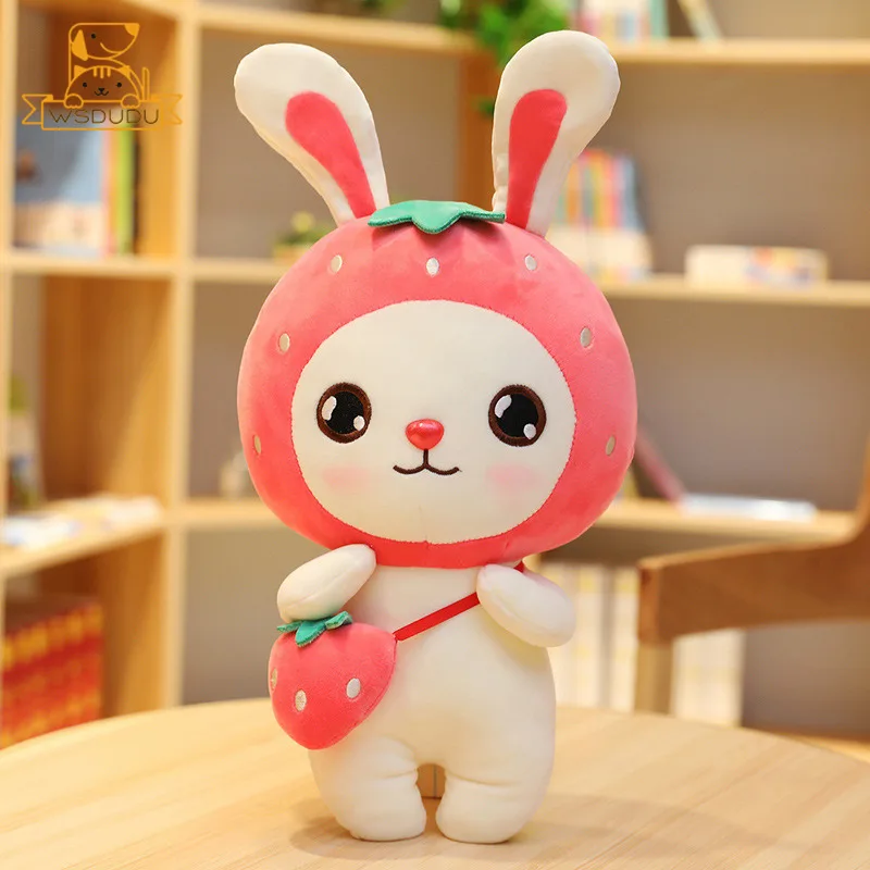 Strawberry Милый мультфильм фрукты кролик ананас клубника арбуз оранжевый плюшевые игрушки животные кролик подушка куклы для детей подарок - Цвет: Strawberry