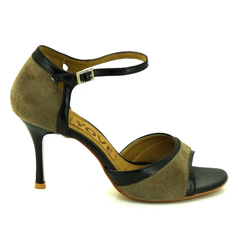 YOVE/Танцевальная обувь для танго; женская обувь на тонком высоком каблуке 3,5 дюйма; T19 - Color: Brown