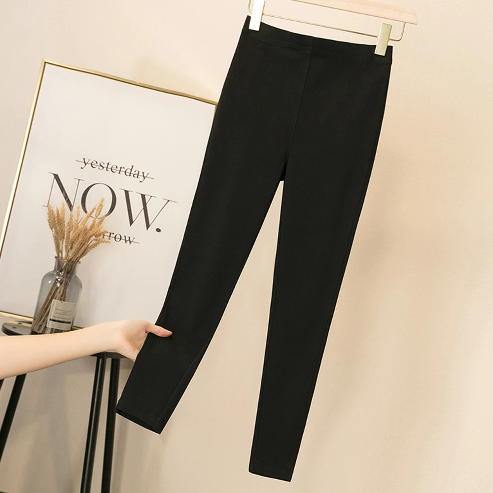 Leggings de cintura alta para mujer, prendas de vestir, pantalones pitillo de talla grande, ropa de mujer, informales negros hasta el tobillo, 2021|Pantalones y pantalones capri| - AliExpress