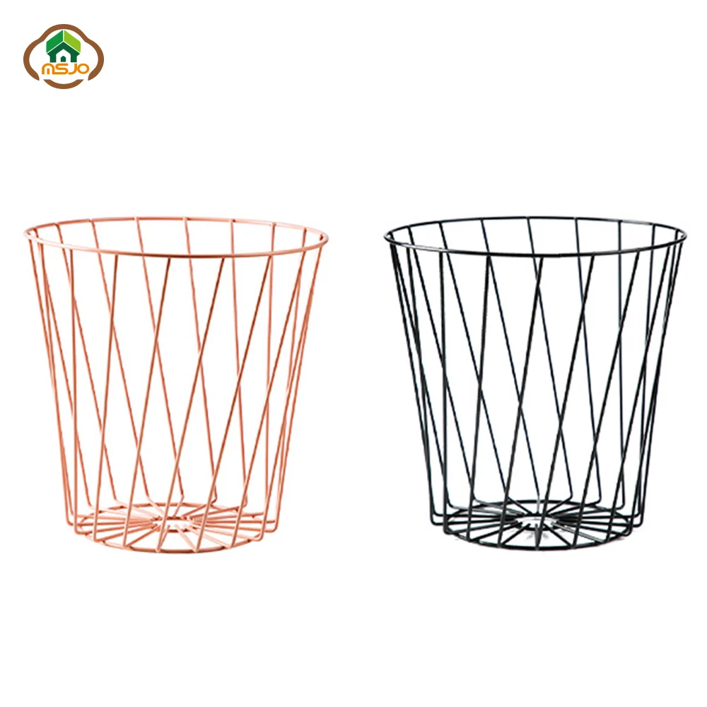 Billig MSJO Mülleimer Nordic Eisen Kunst Mülleimer Abfall Reinigen Papierkorb Regal Haushalt Decor Europäischen Bad Kleidung Papier Korb