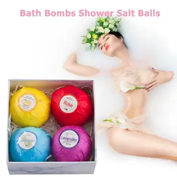

4pcs Bath Salt Ball Bubble Bomb Moisturize Exfoliating Cleaning Body Skin Care Essential Oil Women Bath Spa Salt