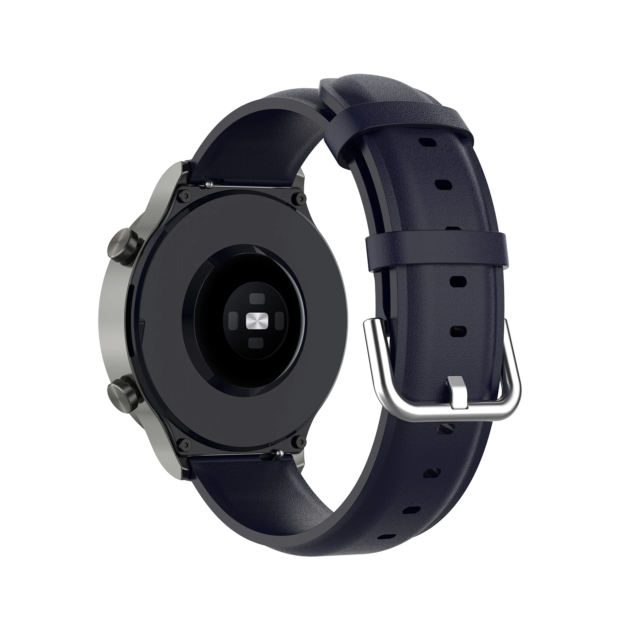 22mm Universal Watch Band Round Tail Leather Watch Strap for Huawei Watch GT2 Pro/ Zeblaze GTS/ BW-HL3/ Haylou LS05