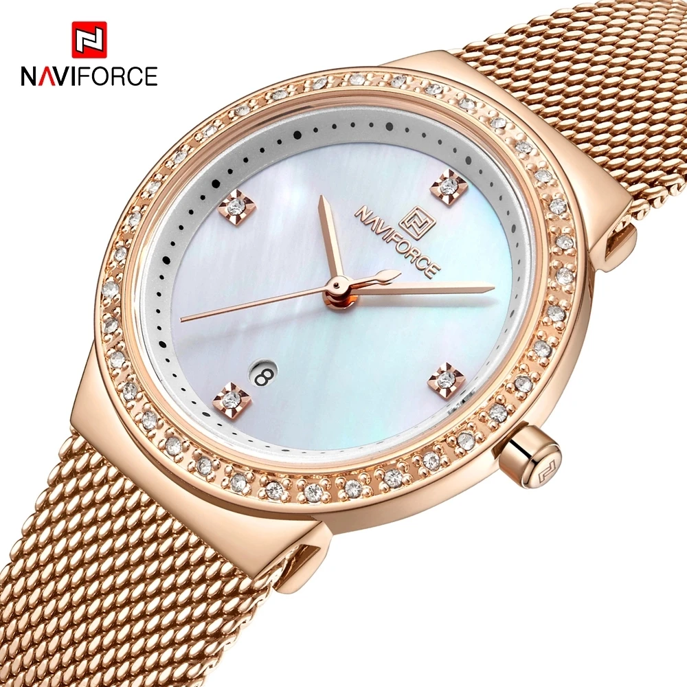 2019 NAVIFORCE New Women Luxury Brand Watch Fashion Rose Gold Quartz Watches Female Clock Casual Ladies 1
