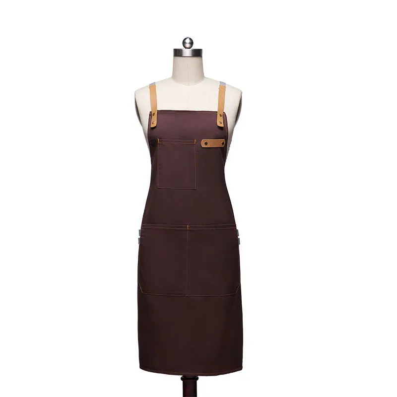Kitchen Apron Men's Chef Apron Cafe Women Cook Wear-Resistant Restaurant Print Embroidered