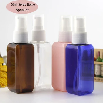 

5PCS 50ML Empty Plastic Fine Mist Spray Bottle Refillable Spray Bottles Essential Oil Liquid Atomizer Makeup Sprayer Bottle