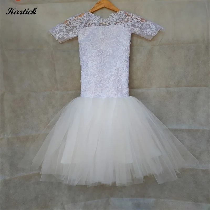 

New Flower Girl Dresses Short Sleeves Little Girls Kids/Child Dress for Wedding Mermaid Birthday Communion Party Pageant Dress