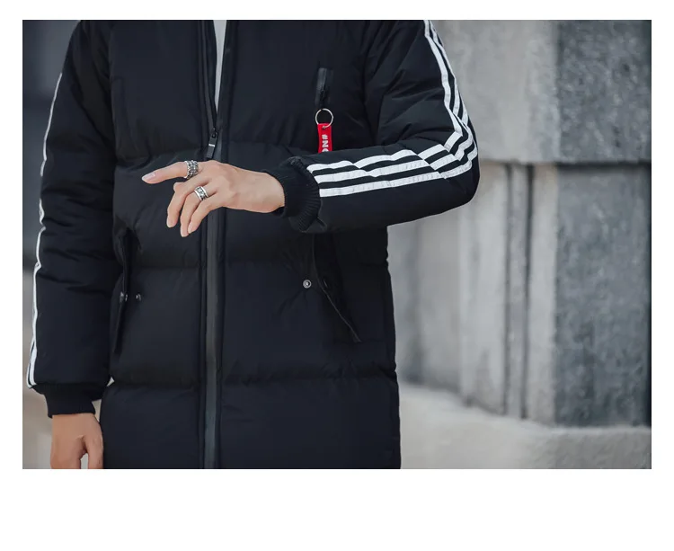 Men Winter Thick down Feather Cotton-padded Clothes Medium-length COUPLE'S Men And Women Celebrity Style Men's Korean-style Coat