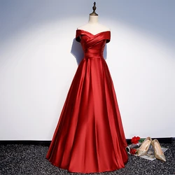 Long Prom Dresses V-Neck Off The Shoulder A-Line Floor-Length Satin Dress Prom Prom Long Elegant Gowns Robe De Soirée Femme 2022