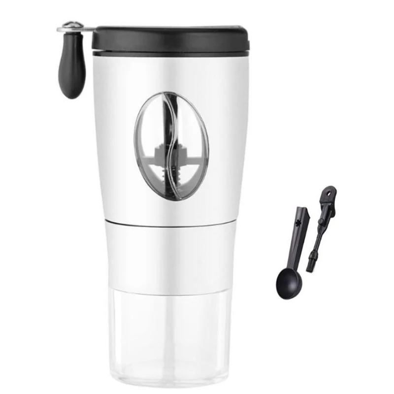 Manual Coffee Grinder,Grinding Ceramic Conical Mill,Stainless Steel Foldable Handle Coffee Bean Grinder with Brush and Spoon for