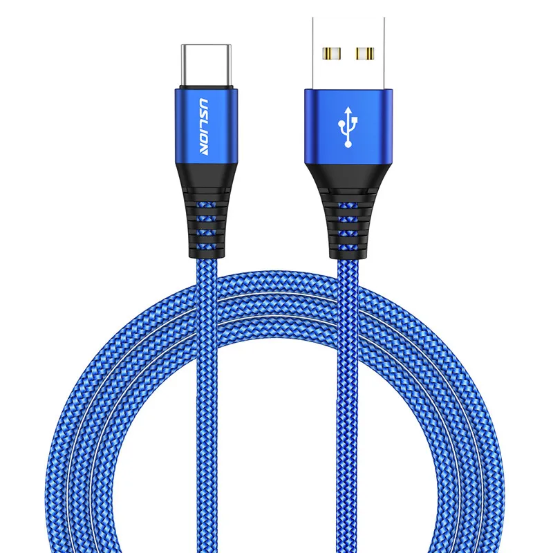 USLION 3A usb type C кабель для xiaomi redmi k20 pro USB C кабель для мобильного телефона Быстрая зарядка type C type-C устройства для samsung S9 - Цвет: Blue
