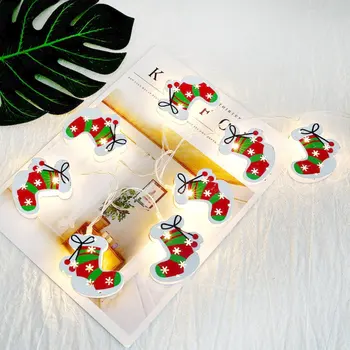 

Chirstmas Socks Plastic Led Light Alpaca Iron Hollow Metal Double-sided Battery Box Holiday Decorative Light String