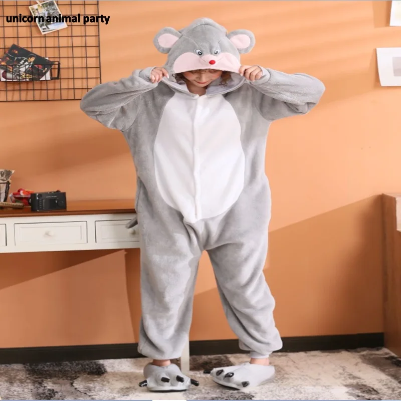 Kigurumi домашняя одежда для женщин и мужчин; пижамы для костюмированной вечеринки; костюм акулы; Onesie Lemur; единорог; мышь; пижамы унисекс; одежда для вечеринок - Цвет: mouse