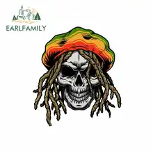 EARLFAMILY 13cm x 11.5cm for Rastafarian Skull Car Stickers JDM Vinyl Air Conditioner RV VAN Fine Decal Car Accessories Graphics