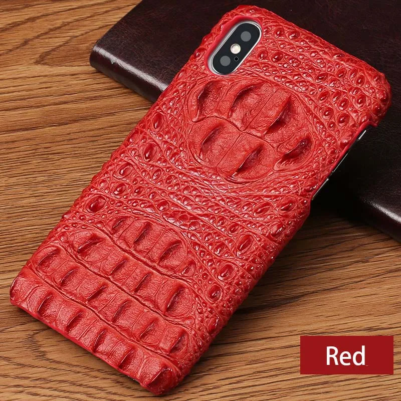 Red Роскошный чехол для телефона с крокодиловой текстурой для IPhone 7, 8 Plus, X, Xs Max, чехол из настоящей воловьей кожи, задняя крышка для 6, 6s, 6 p, 7 p, 8 p, чехол - Цвет: Red