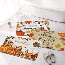 

Thanksgiving Autumn Pumpkin Printed Flannel Floor Mat Bathroom Decor Carpet Non-Slip For Living Room Kitchen welcome Doormat