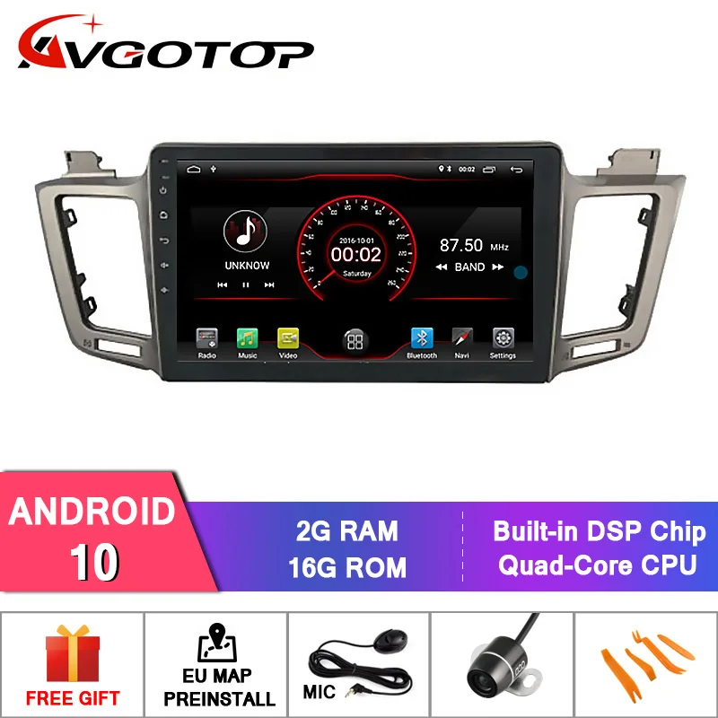 AVGOTOP Android 10,0 Bluetooth gps автомобильный Радио dvd-плеер для TOYOTA RAV4 2013
