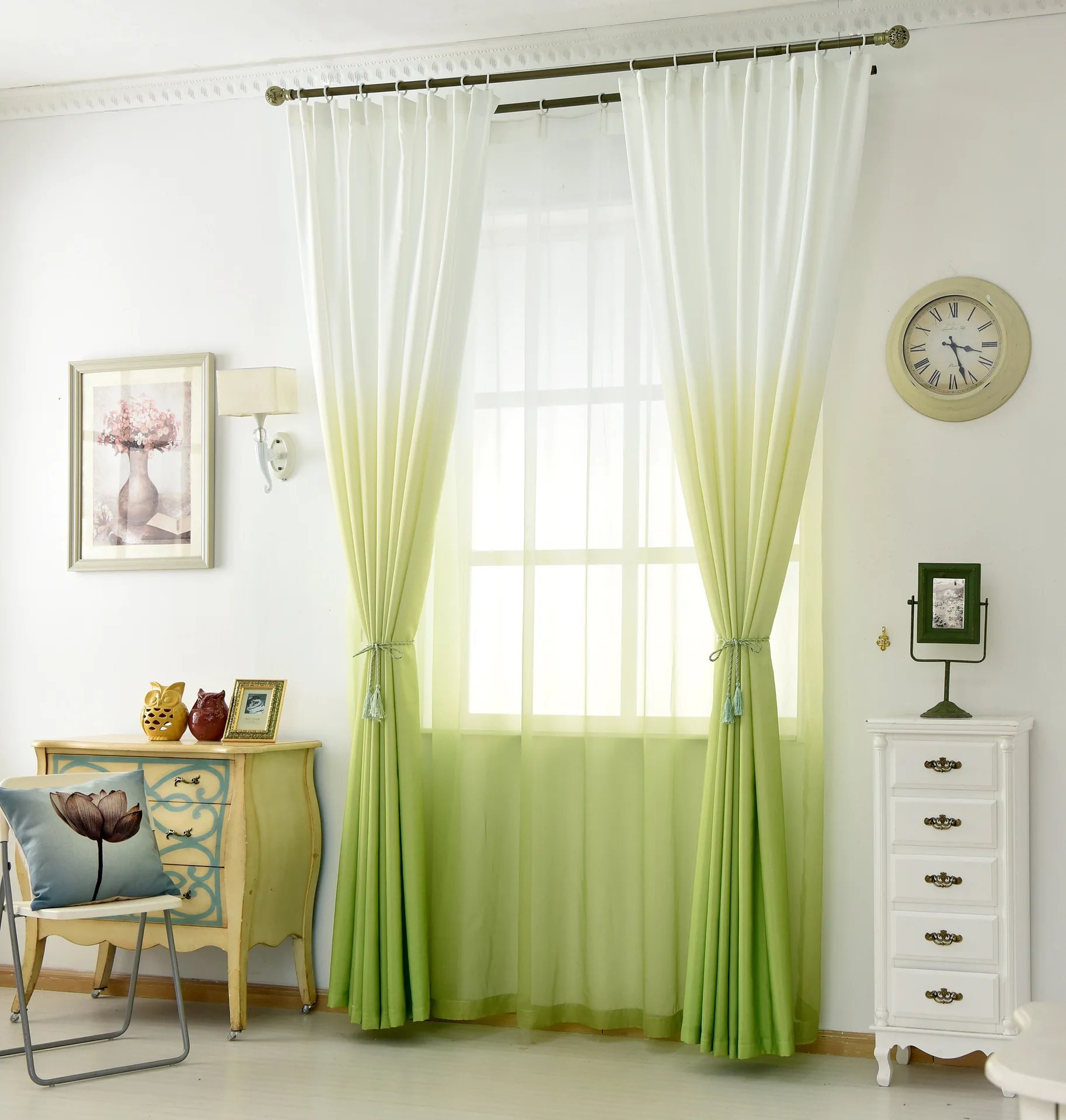 Simple Modern High-quality High-grade Yarn Teli Lun Thick Curtain Curtains Gradient Color Wild Curtains for Living Room Bedroom