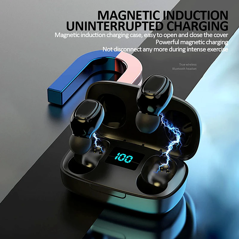 TWS Handsfree Bluetooth Earphone Bass Stereo Gaming Sport Touch Control Headset Mic LED earbuds Display Sport Wireless Headset