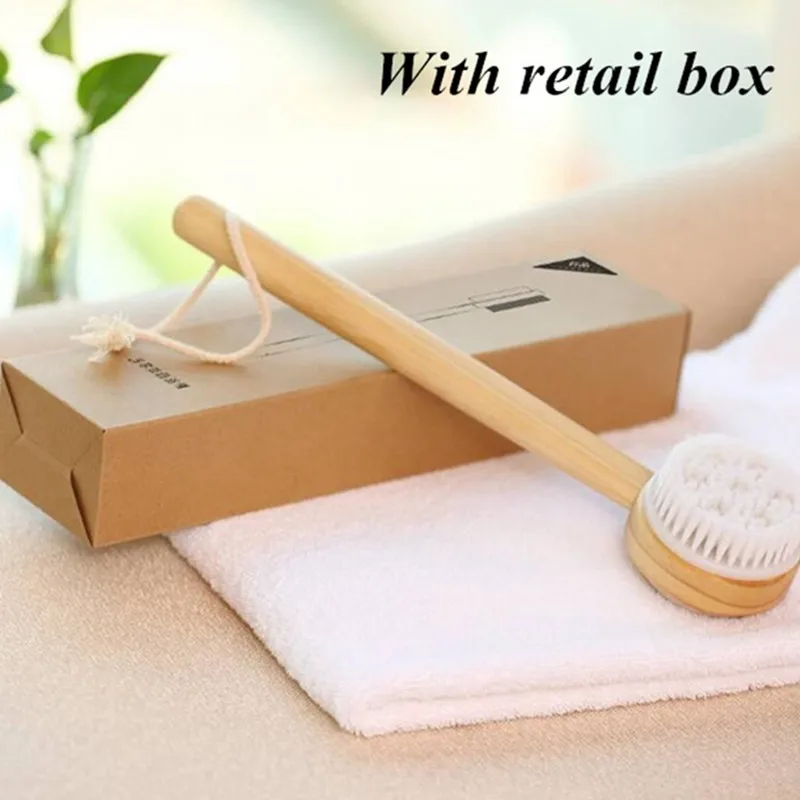 with retail box Xiaomi щетка для ванны, щетка для кожи тела, обе стороны, спа пемза, силиконовая Массажная длинная ручка, аксессуары для ванной комнаты - Цвет: with retail box