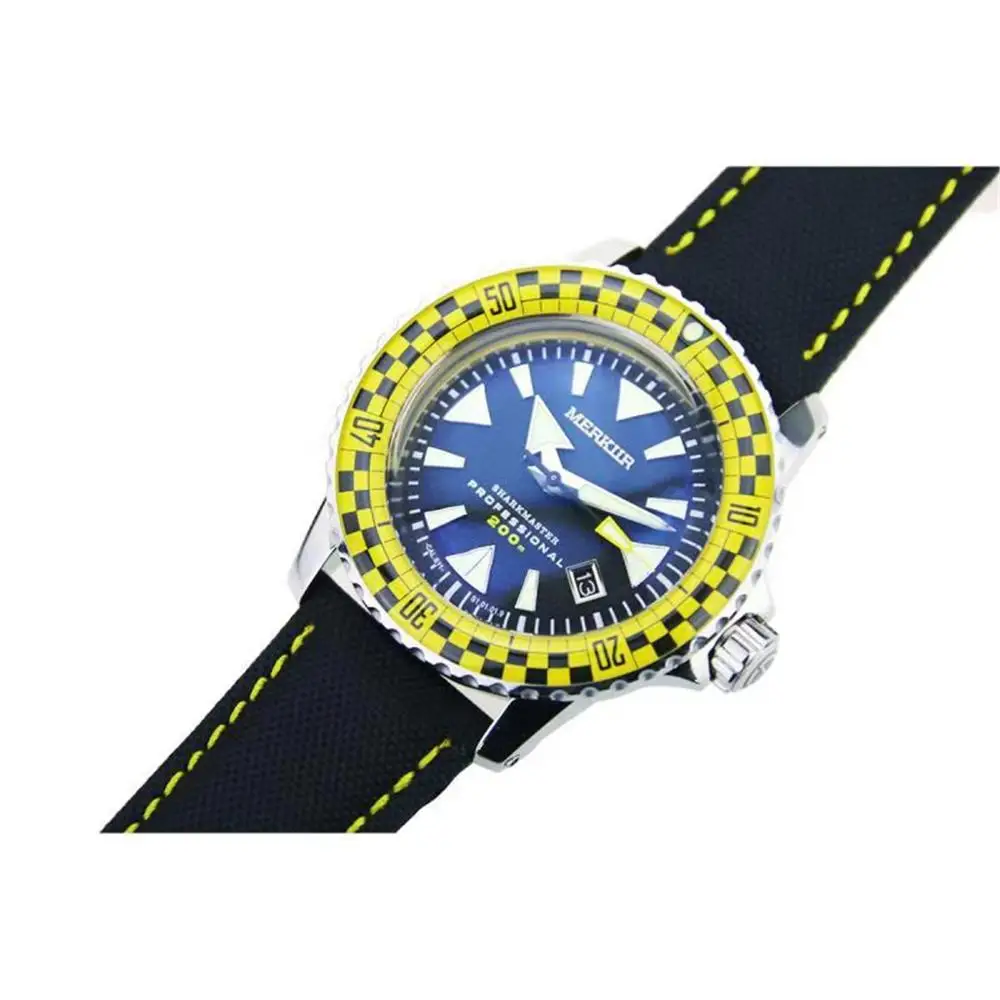 MERKUR SHARKMASTER сапфир ралли ободок поп сапфировое стекло Diver часы мужские 44 мм