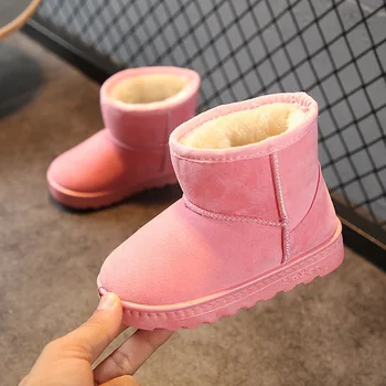 

Winter Kids Snow Boots New Girl Thick Child Cotton Shoes Warm Plush Soft Bottom Boy Short Boots Ski Boot Baby Toddler Shoes D759