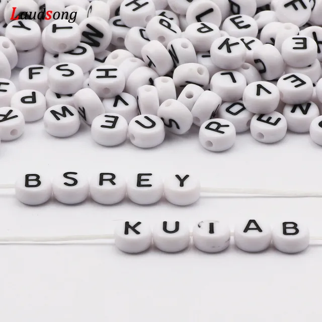 7mm Black White Mixed Letter Acrylic Beads Round Flat Alphabet Spacer Beads For Jewelry Making Handmade Diy Bracelet Necklace 3