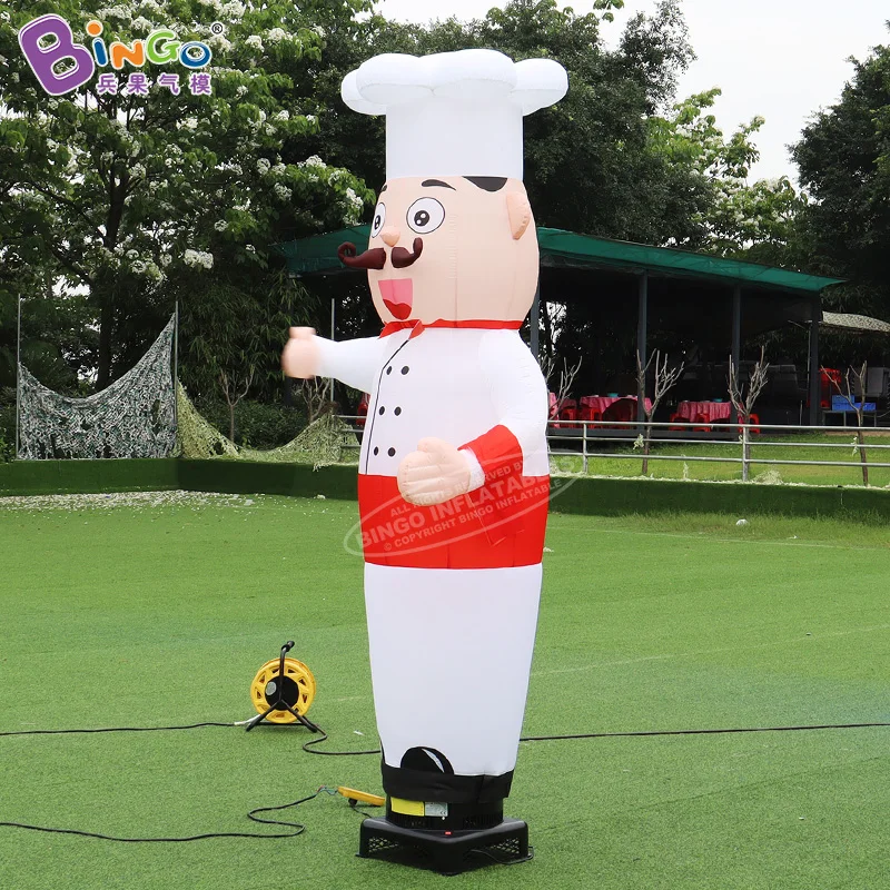 Customized 2.5mH Inflatable Chef Air Dancer For Restaurant Decoration / Waving-Hand Cook Sky Dancer Balloons - BG-D0100 3