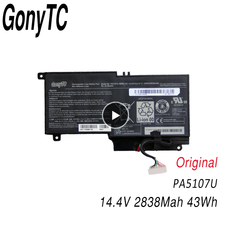 Новый оригинальный аккумулятор GONYTC для ноутбука Toshiba L45 L45D L50 S55 P55 L55 L55T P50 PA5107U 1BRS