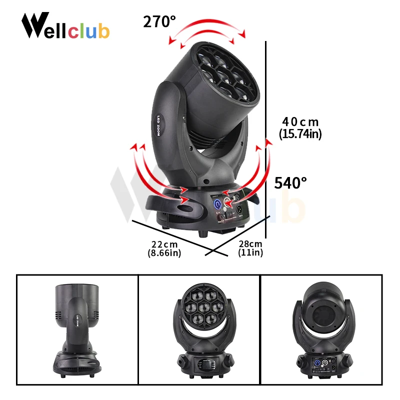 2pcs With RoadCase 7x40W RGBW 4in1 Zoom Moving Head Light Beam Wash Led Dmx Dj Light For Disco Bar Wedding Nightclub