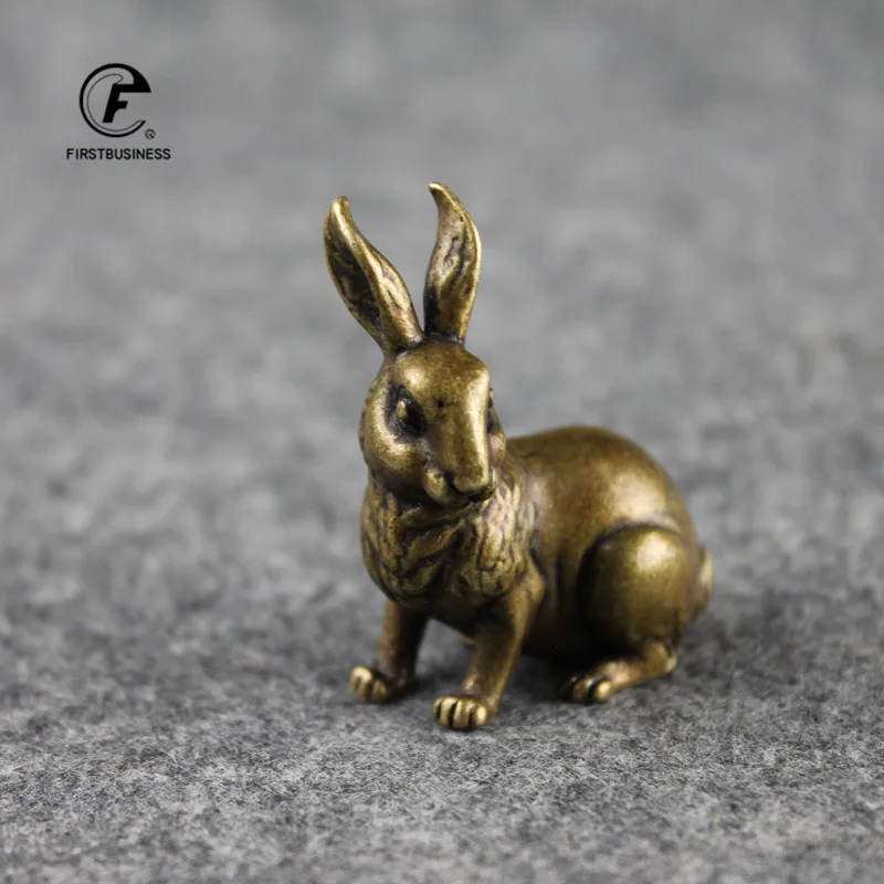1 Pair Brass Rabbit Figurine Small Rabbit Statue Ornament House Animal Figurines