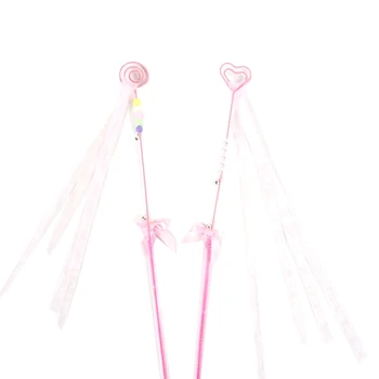 

4PCS Fairy Funny Cat Stick Cat Toy Feather Bells Pink Love Tassel Streamers