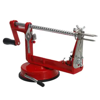 

3-in-1 Stainless Steel Hand-cranking Apple Peeler Slicer Peeler Red Color Litchen Tool