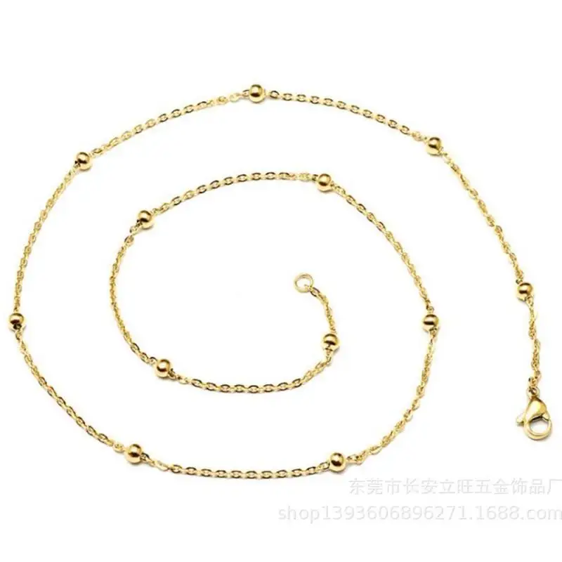 Gold-color 50 шт./лот, простые шармы-клипсы, бусины из нержавеющей стали, крест-цепочка для DIY ожерелья, браслеты, ювелирные изделия, аксессуары для изготовления - Metal Color: Gold-color