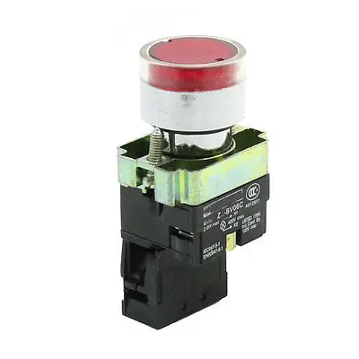 

1NC SPST Panel Mounting Red Indicator Lamp Push Button Switch 600V 10A