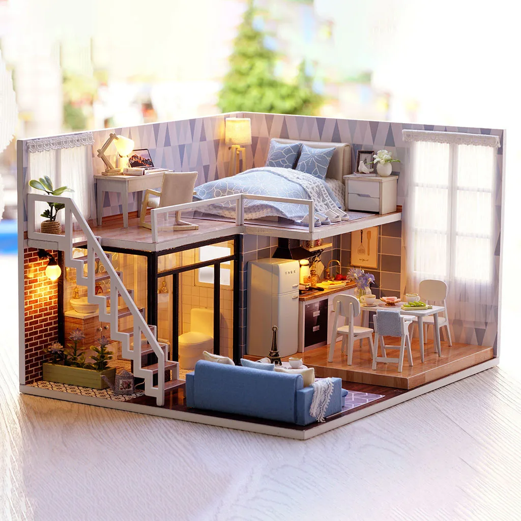 Ремесло игрушка модель здания 3D Деревянный кукольный домик мебель DIY Миниатюрная модель рождественские подарки игрушки T808