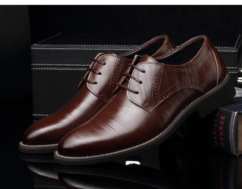 Красивые мужские классические модельные туфли на плоской подошве; итальянские официальные оксфорды из натуральной кожи с перфорацией; зимние туфли размера плюс 38-58