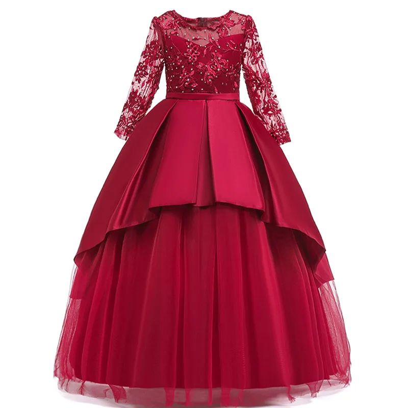 Детское праздничное платье высокого качества, платья для первого причастия для девочек, платье с цветочным узором для девочек, вечерние