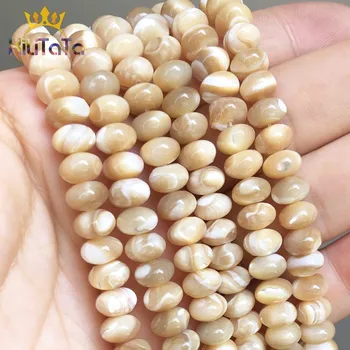 

Natural Mother Of Pearl Mop Shell Beads Beads Round Rondelle Loose Bead For Jewelry Making DIY Bracelet Earring Accessories 15''