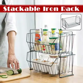 

Iron Storage Shelf rack for Kitchen storage rack bathroom organizer Double Layer Assembly Cosmetic bathroom Shelf Storage basket