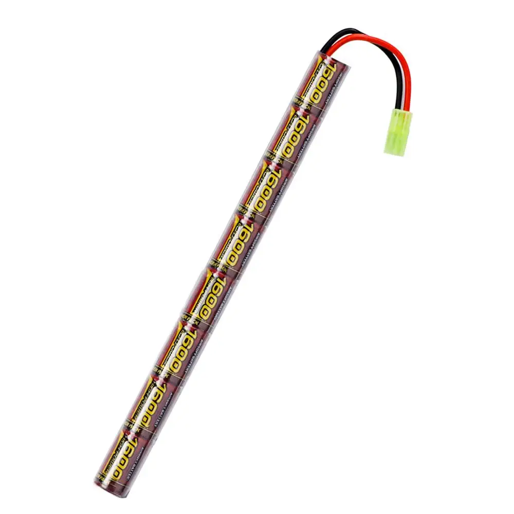 

2/3A 9.6v NIMH Airsoft Guns Stick Battery 1600mAh Pack with Mini Tamiya Connector for AK47,MP5K,RPK,PKM,G36C,M4A1-RIS,M4A1,CAR15